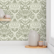 Load image into Gallery viewer, Wallpaper Sample- The Pollinators, Medium, Dark Sage