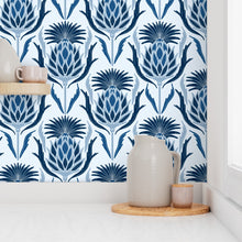 Load image into Gallery viewer, Wallpaper Sample- Thistle, Medium, Classic Blue