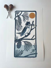 Load image into Gallery viewer, The Kingfisher's Perch- Gradient Edition. Hand pulled with 13x19 mat
