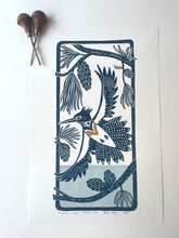 Load image into Gallery viewer, Kingfisher in Flight- Solid Edition. Hand pulled with 13x19 mat