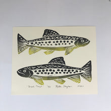 Load image into Gallery viewer, Brook Trout,  Limited Edition block print 8x10 original wall art fly fishing gift