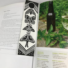 Load image into Gallery viewer, Premium Paper Bookmark, "Moths of the Carolinas" Block Printed Celestial Art- 2.25 x 8.25 inches