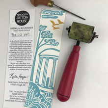 Load image into Gallery viewer, Premium Paper Bookmark, "Old Well"  Block Printed, Chapel Hill NC- 2.25 x 8.25 inches
