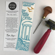 Load image into Gallery viewer, Premium Paper Bookmark, "Old Well"  Block Printed, Chapel Hill NC- 2.25 x 8.25 inches