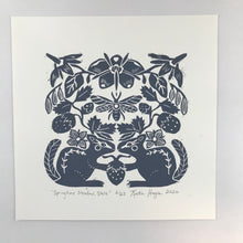 Load image into Gallery viewer, Spring Meadow, Slate Gray, Block Print with 12x12 mat