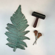 Load image into Gallery viewer, Lady Fern, original block print, Limited Edition with 18x24 mat, Naturalist Art