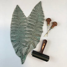 Load image into Gallery viewer, Christmas Fern, original block print, Limited Edition with 18x24 mat, Naturalist Art