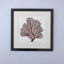 Load image into Gallery viewer, Wide Mesh Sea Fan, Dark Red, Hand Pulled Block print with 12x12 inch mat