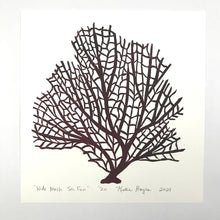 Load image into Gallery viewer, Wide Mesh Sea Fan, Dark Red, Hand Pulled Block print with 12x12 inch mat