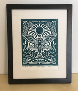 Periodical Cicada, Hand Pressed Open Edition Block Print 8x10
