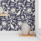 Wallpaper Sample- Low Country Egret, Navy