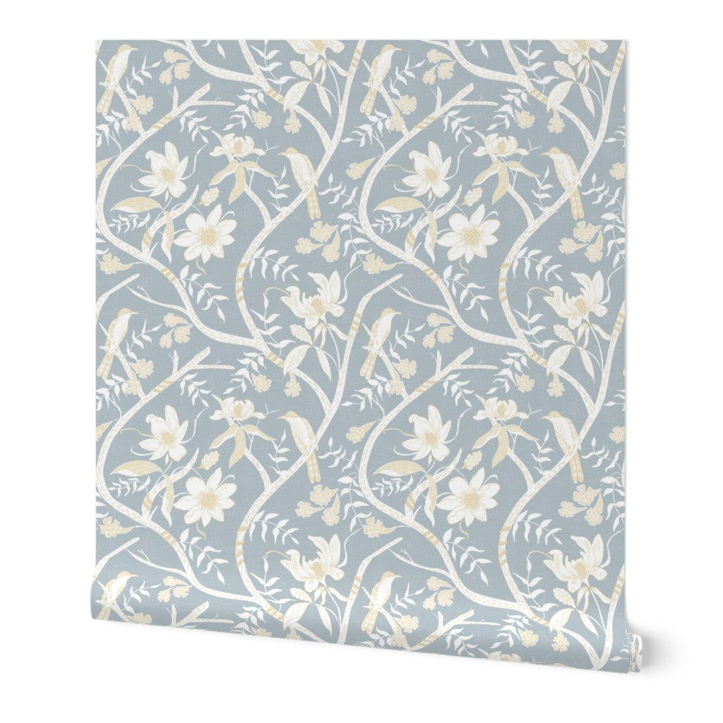 Wallpaper Sample- Yellow Billed Cuckoo, Medium, Light Blue