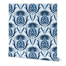 Load image into Gallery viewer, Wallpaper Sample- Thistle, Medium, Classic Blue

