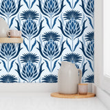 Wallpaper Sample- Thistle, Medium, Classic Blue