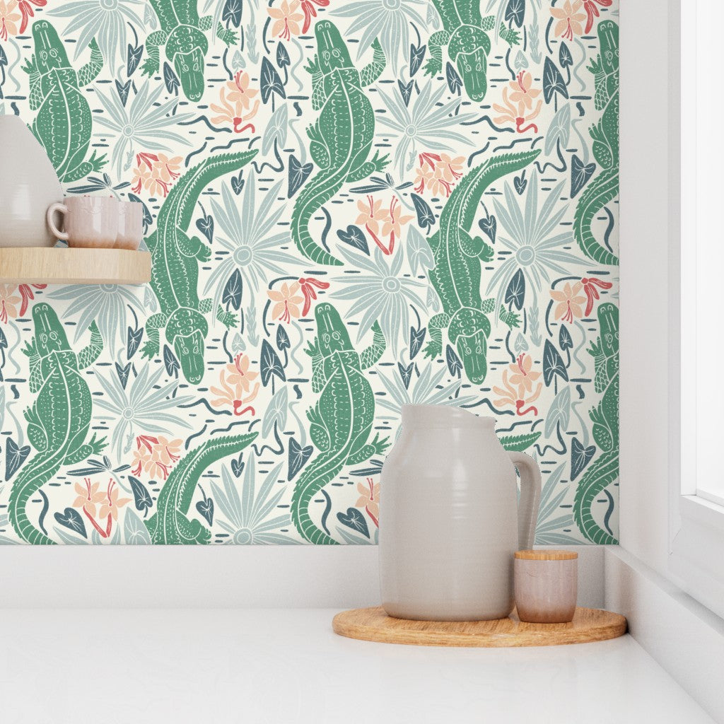 Wallpaper Sample- Alligator River, Medium, Full Color, Light