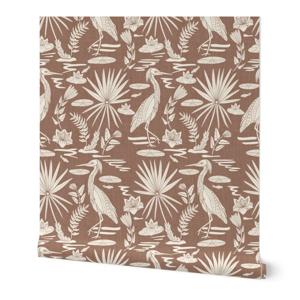 Wallpaper Sample- Low Country Egret, Clay