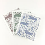 Linocut Cottontails, Mixed Colors- Notecard, Set of 3