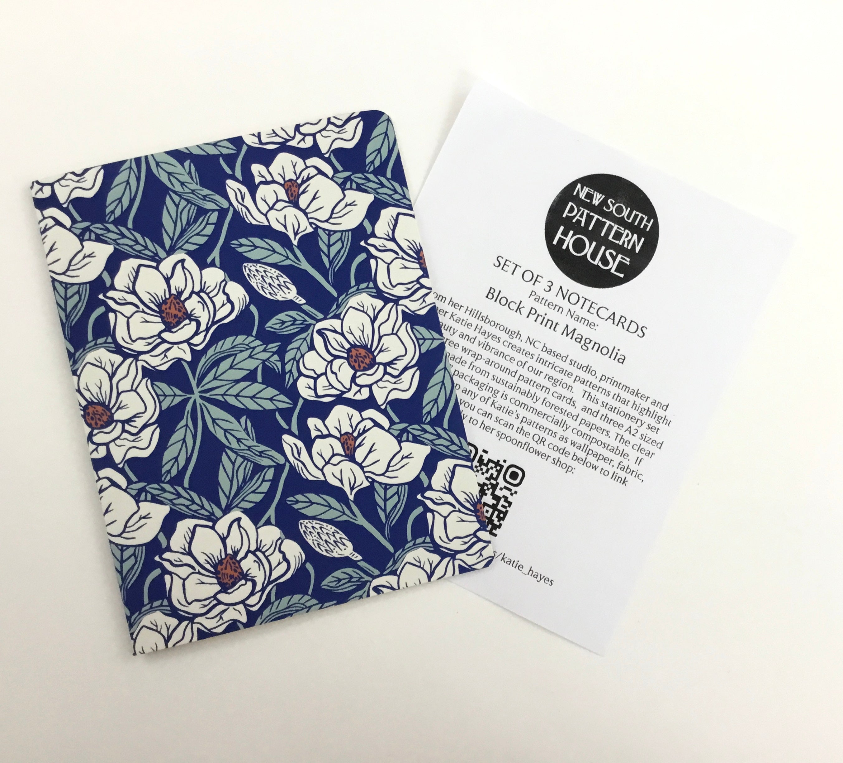 Block Print Magnolia - Notecard, Set of 3