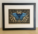 Red Spotted Purple Butterfly, Mini Block Print, Kraft, Limited Edition, pollinator art