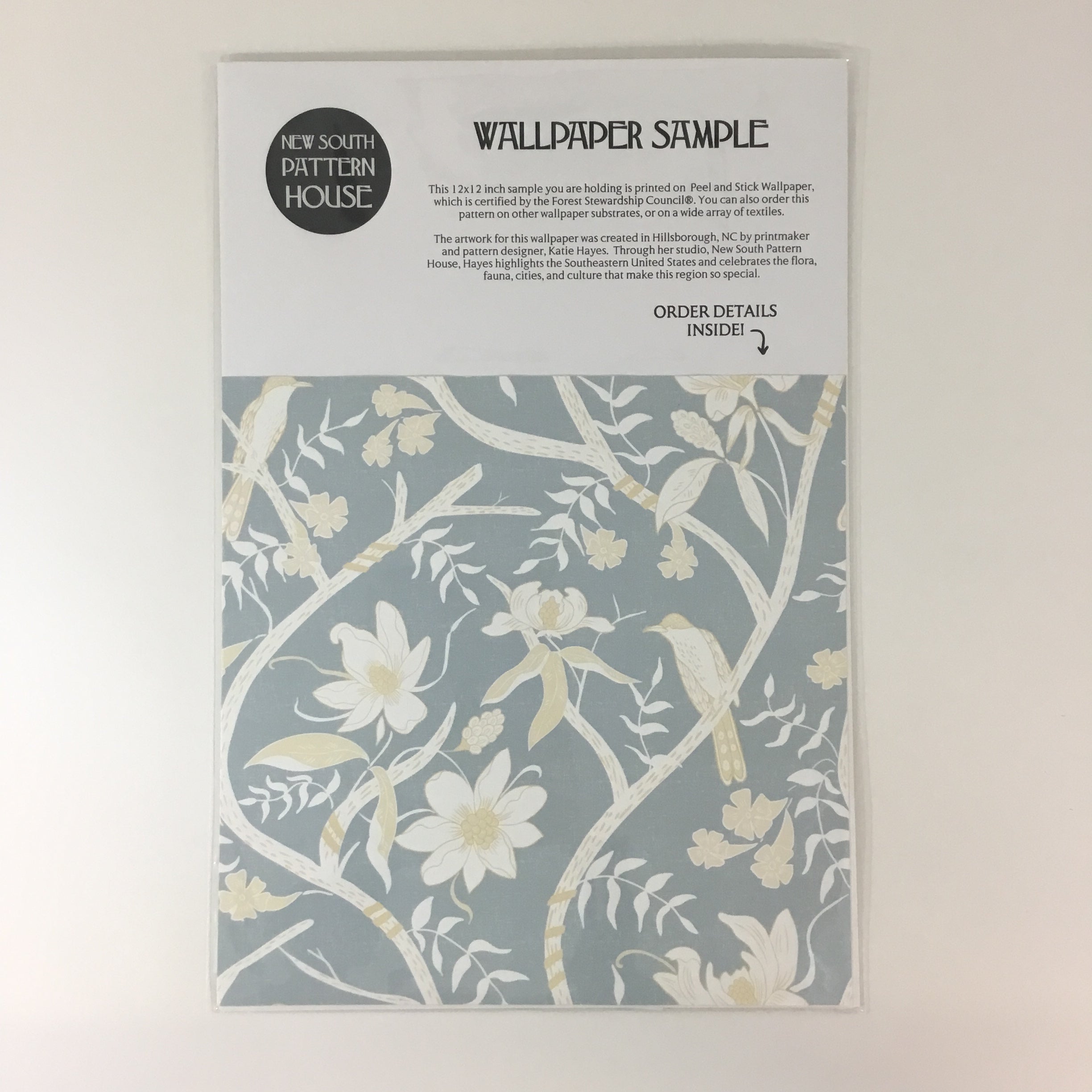 Wallpaper Sample- Yellow Billed Cuckoo, Medium, Light Blue