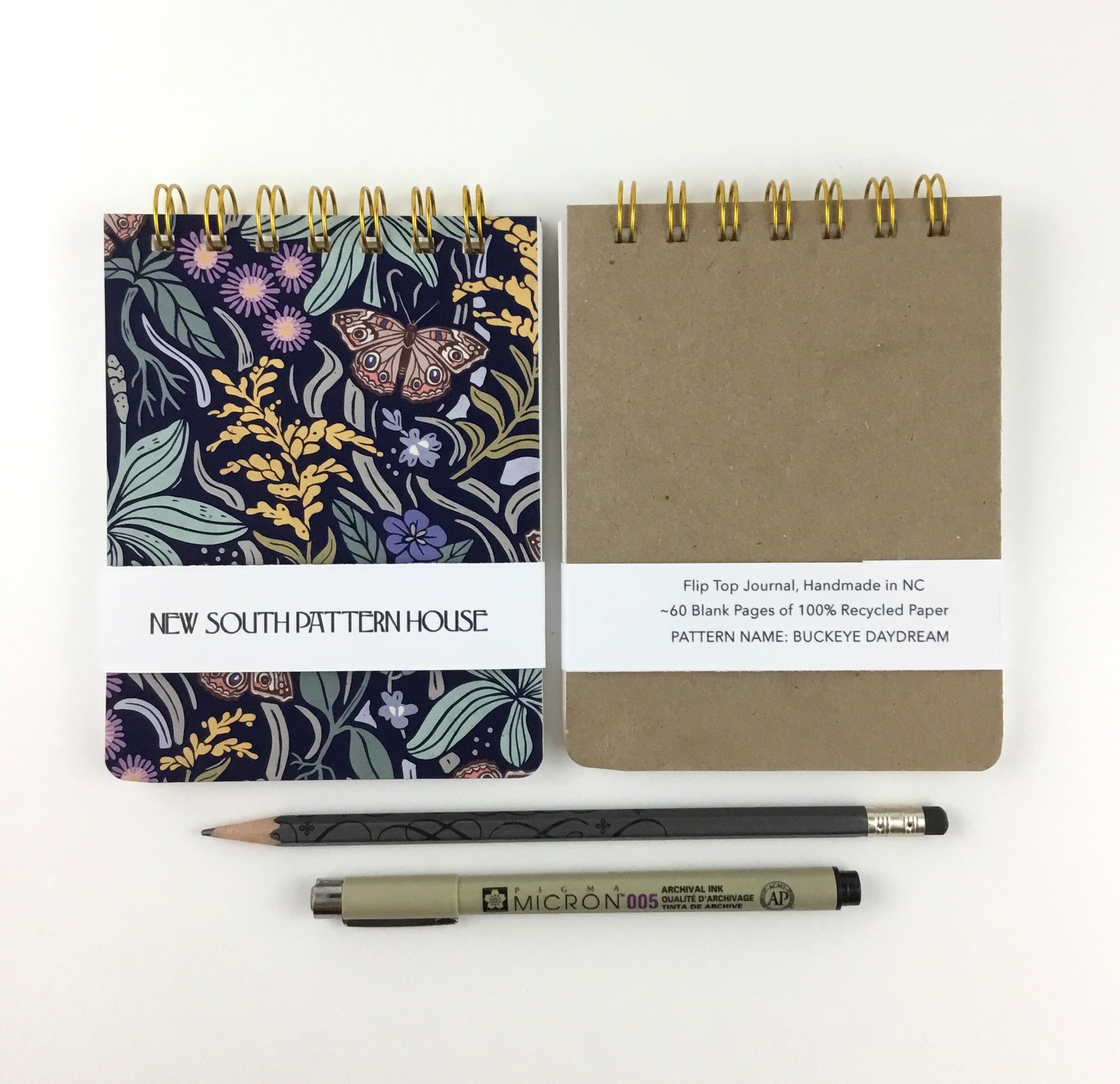 Handmade A2 sized mini journal- Buckeye Daydream