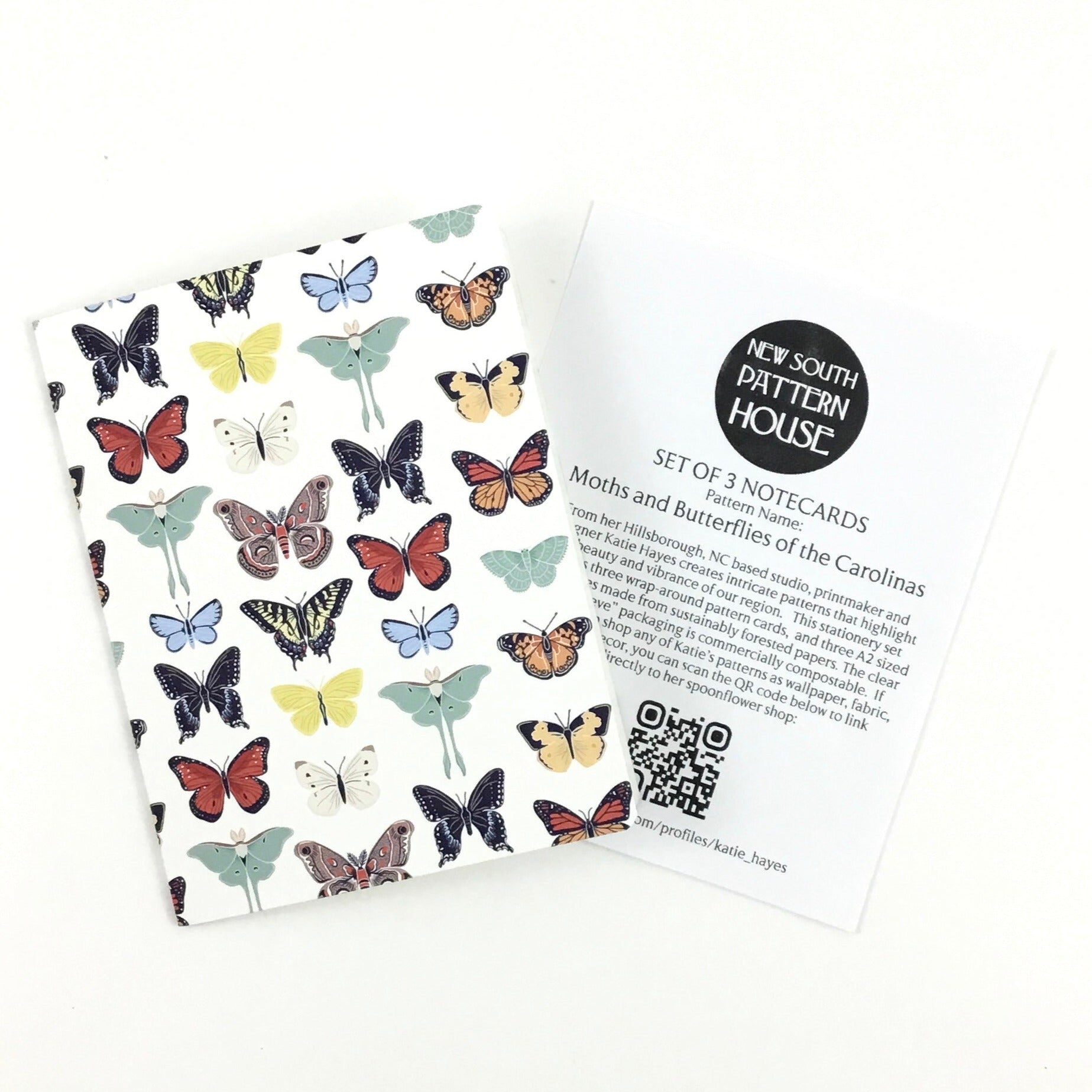 Moths and Butterflies of the Carolinas, Light - Notecard, Set of 3