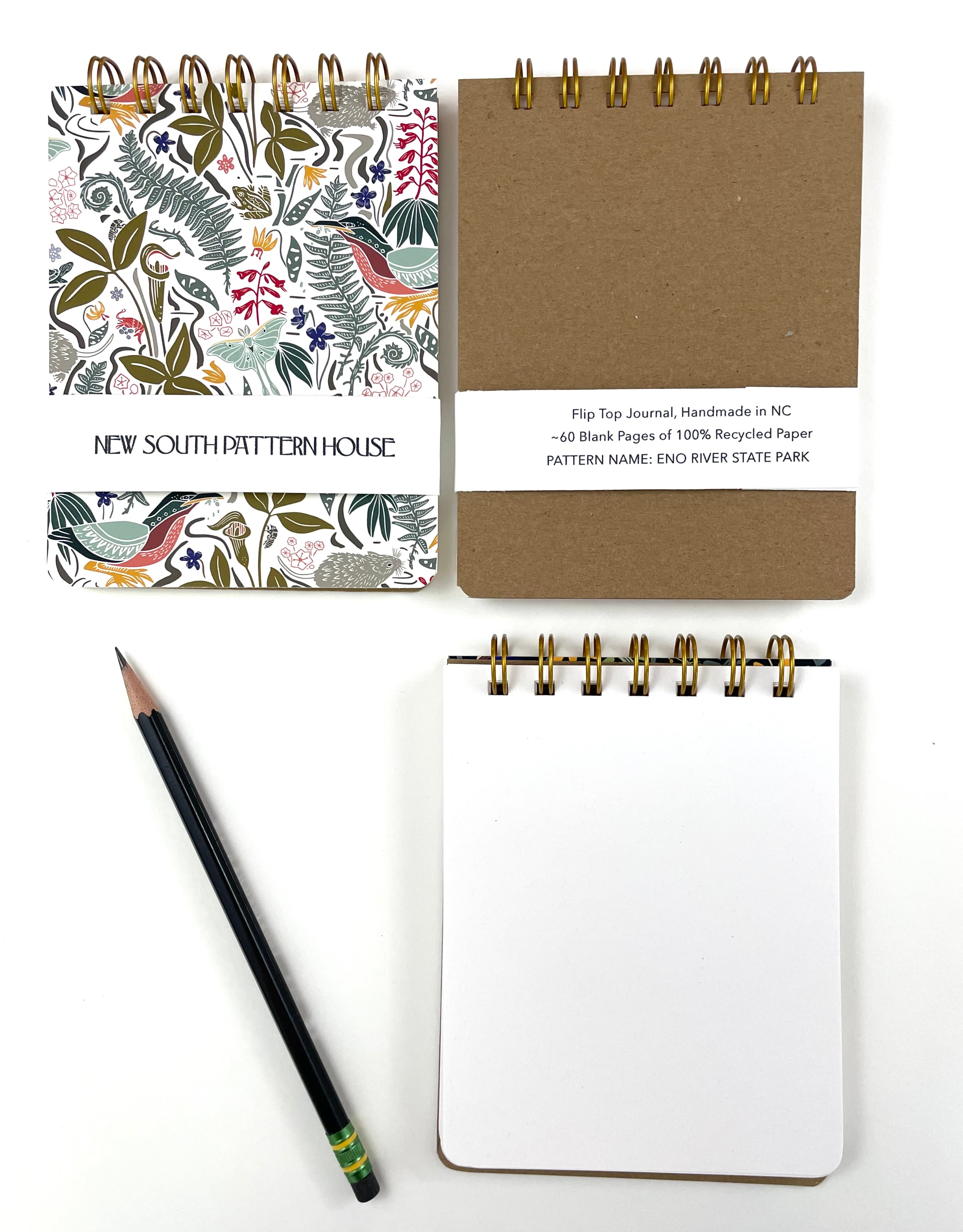 Handmade A2 sized mini journal- Eno River, Light