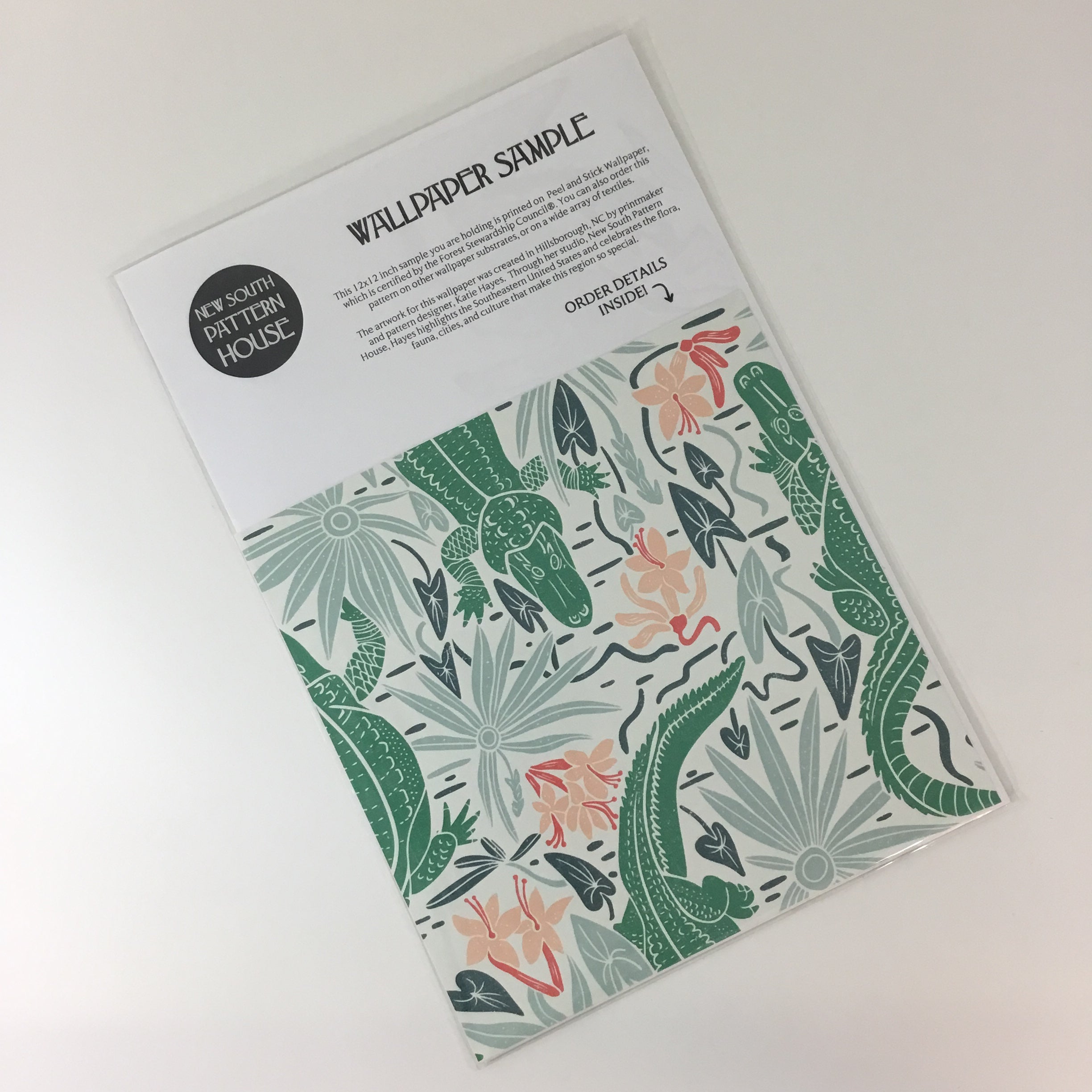 Wallpaper Sample- Alligator River, Medium, Full Color, Light