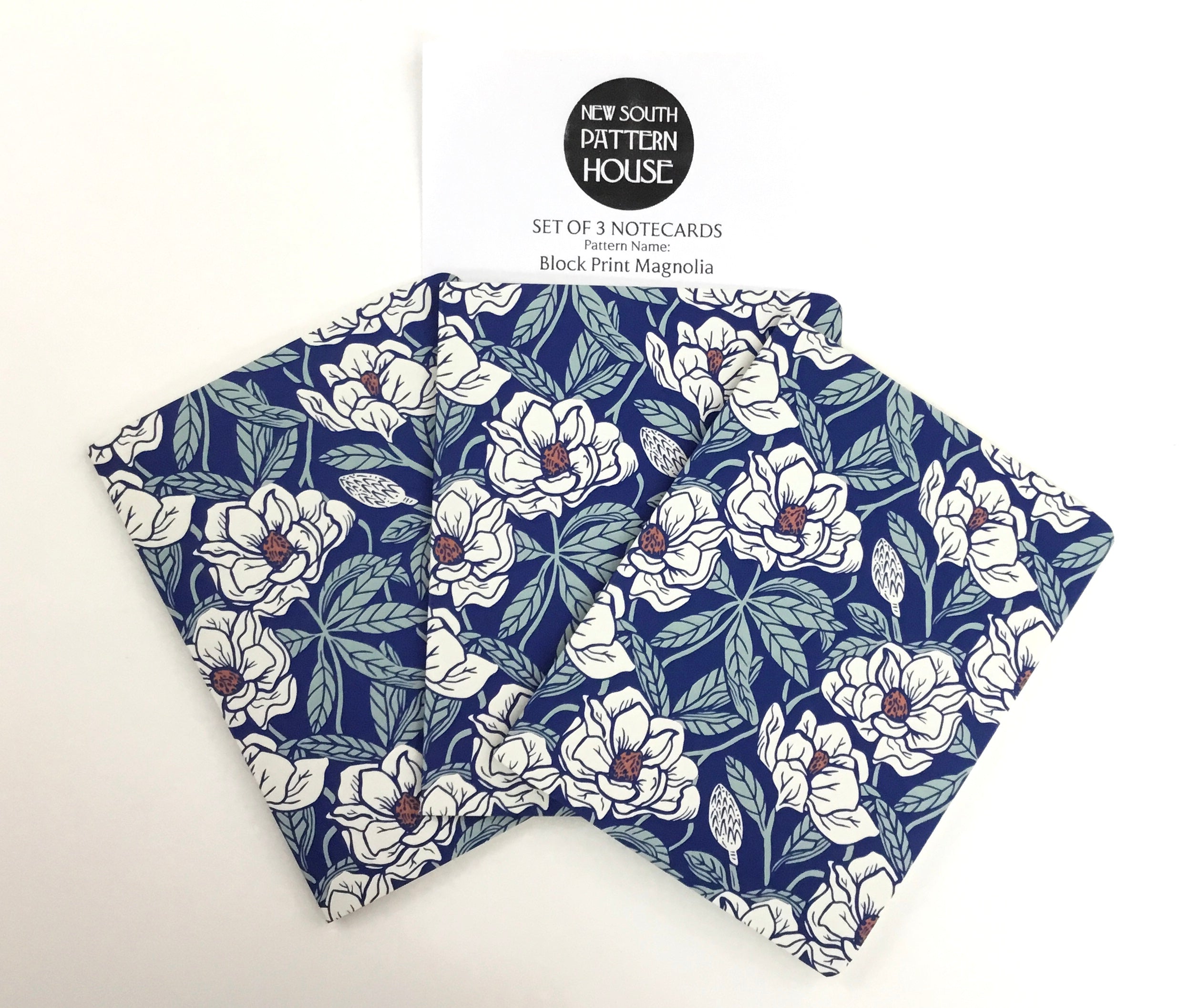 Block Print Magnolia - Notecard, Set of 3