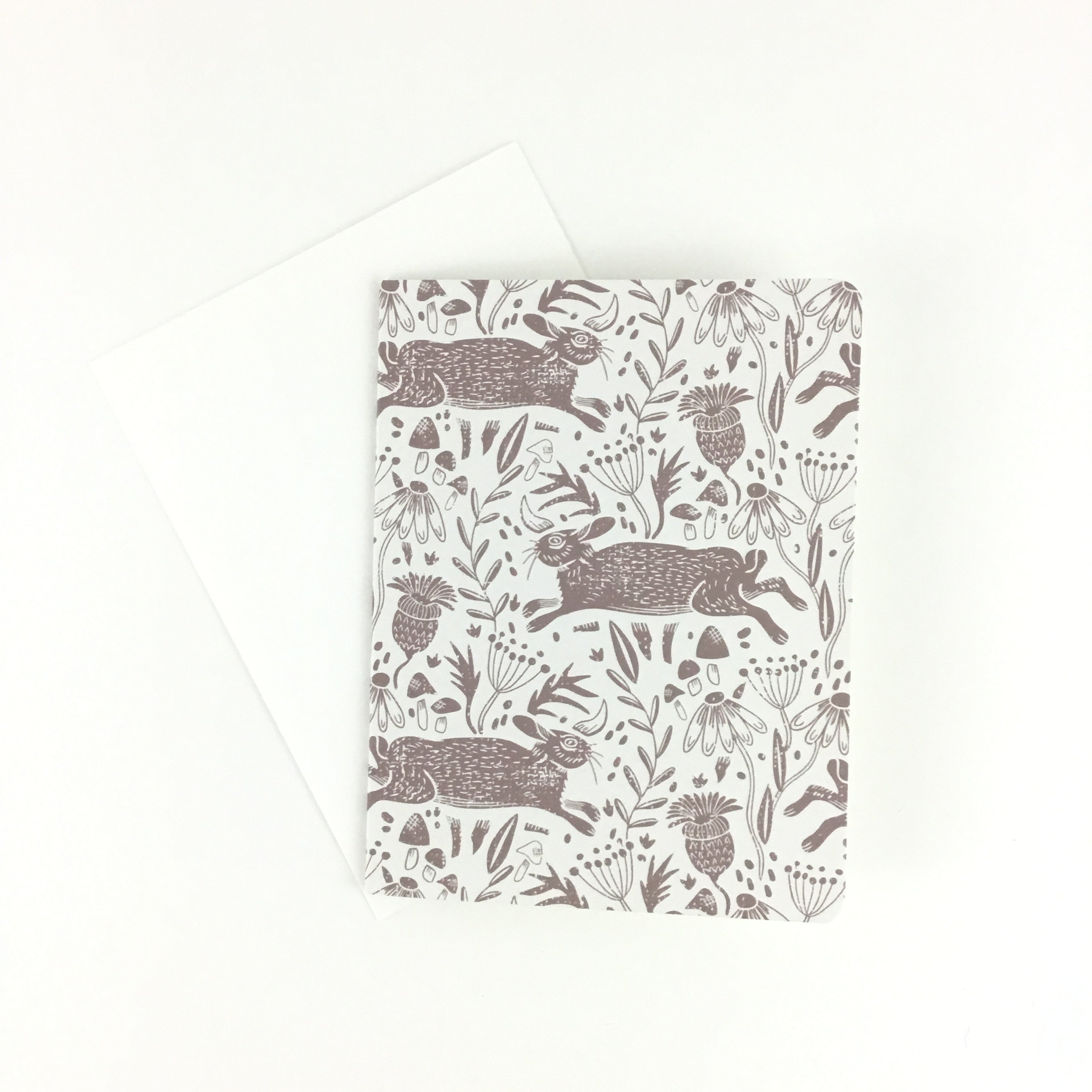 Linocut Cottontails, Mixed Colors- Notecard, Set of 3