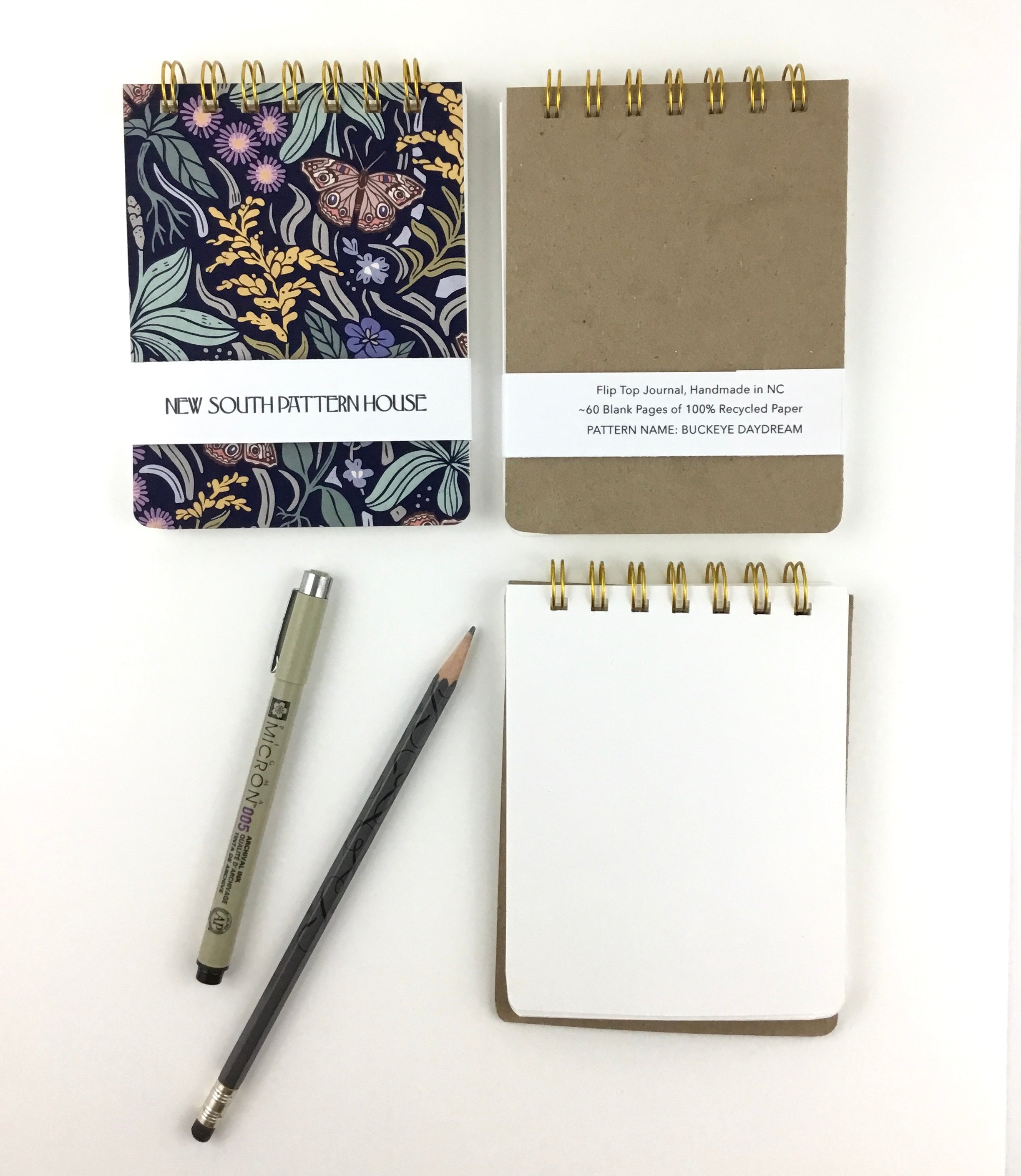 Handmade A2 sized mini journal- Buckeye Daydream