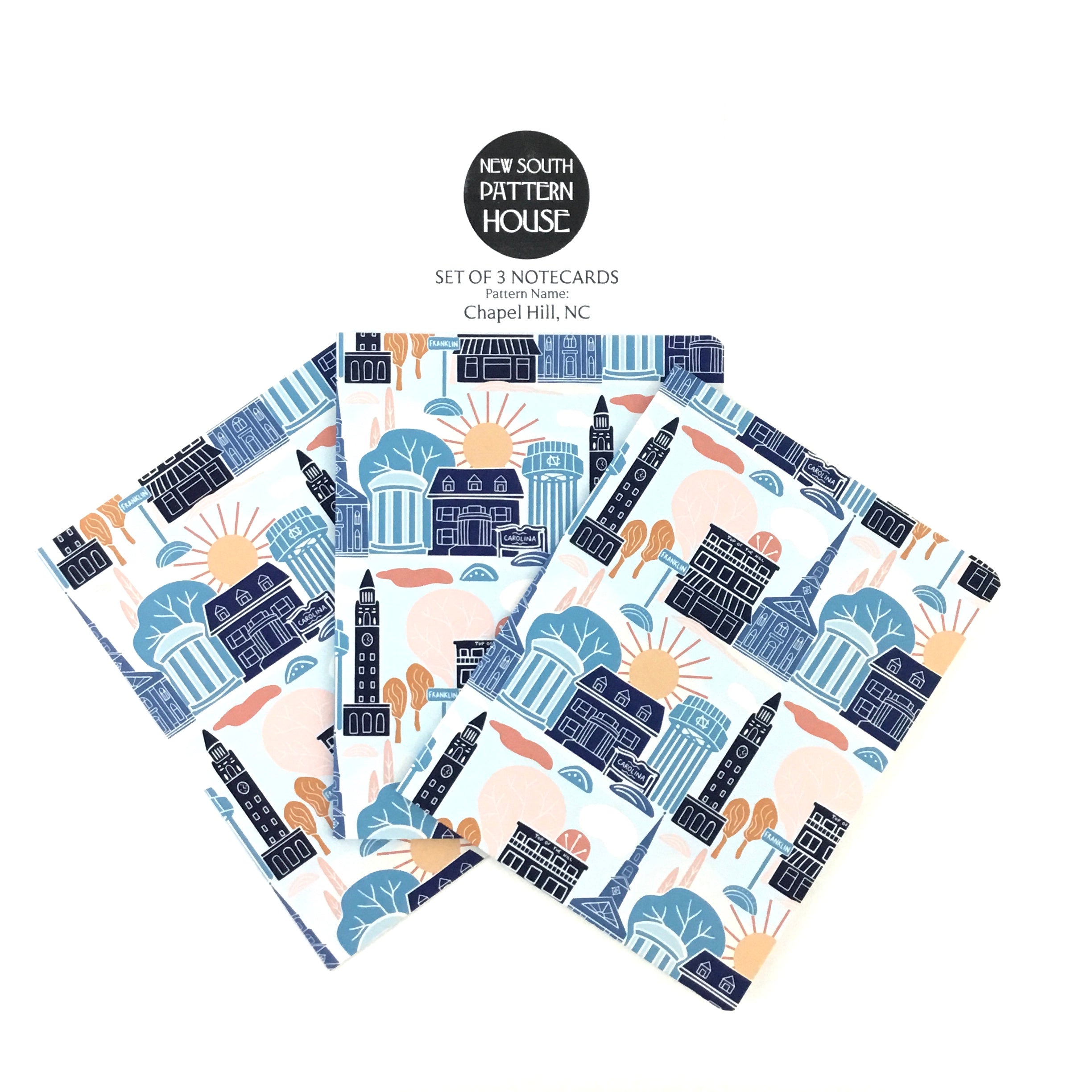 Chapel Hill, NC- Notecard, Set of 3