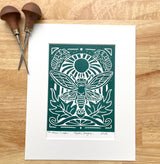 Periodical Cicada, Hand Pressed Open Edition Block Print 8x10
