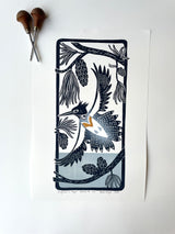 Kingfisher in Flight- Gradient Edition. Hand pulled with 13x19 mat