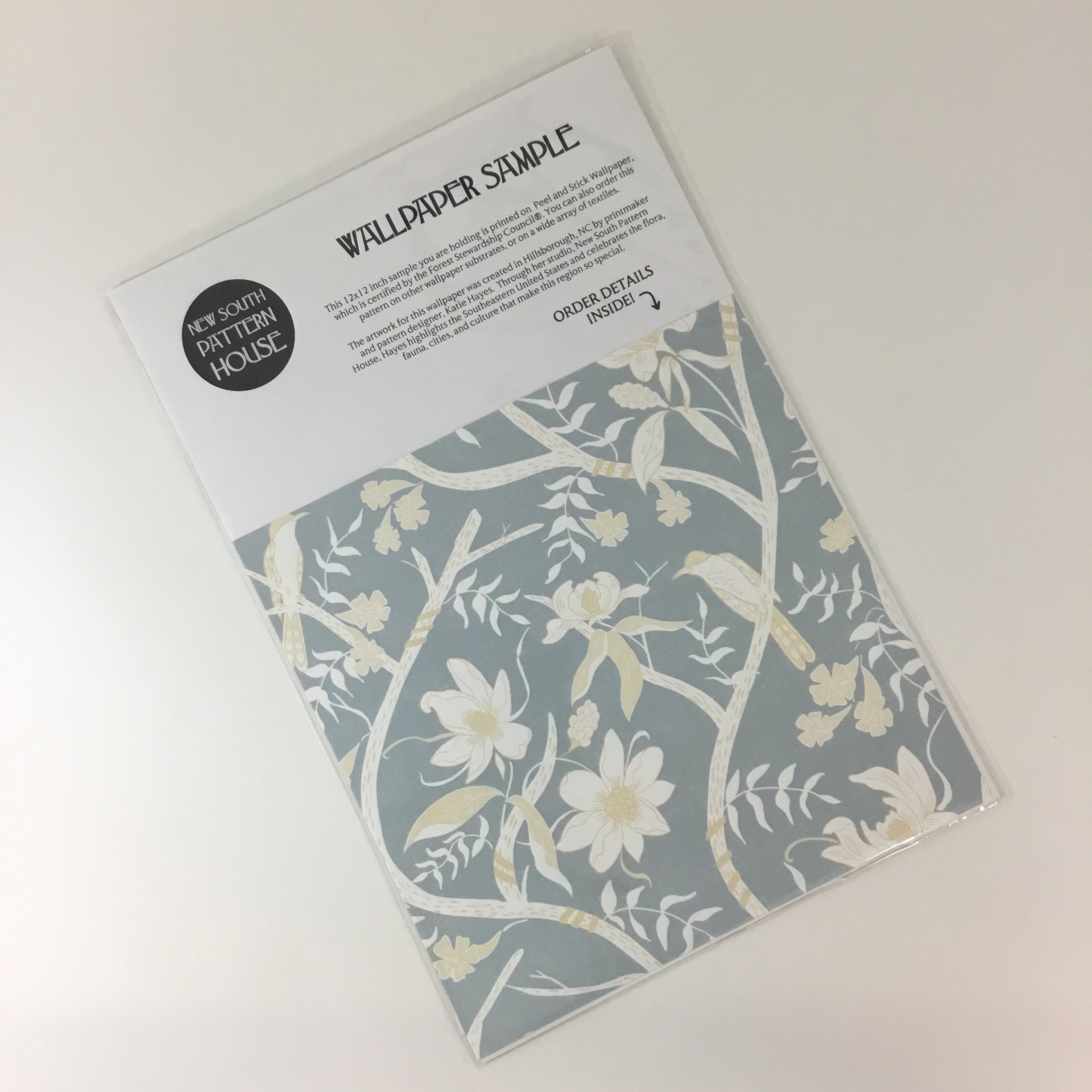 Wallpaper Sample- Yellow Billed Cuckoo, Medium, Light Blue