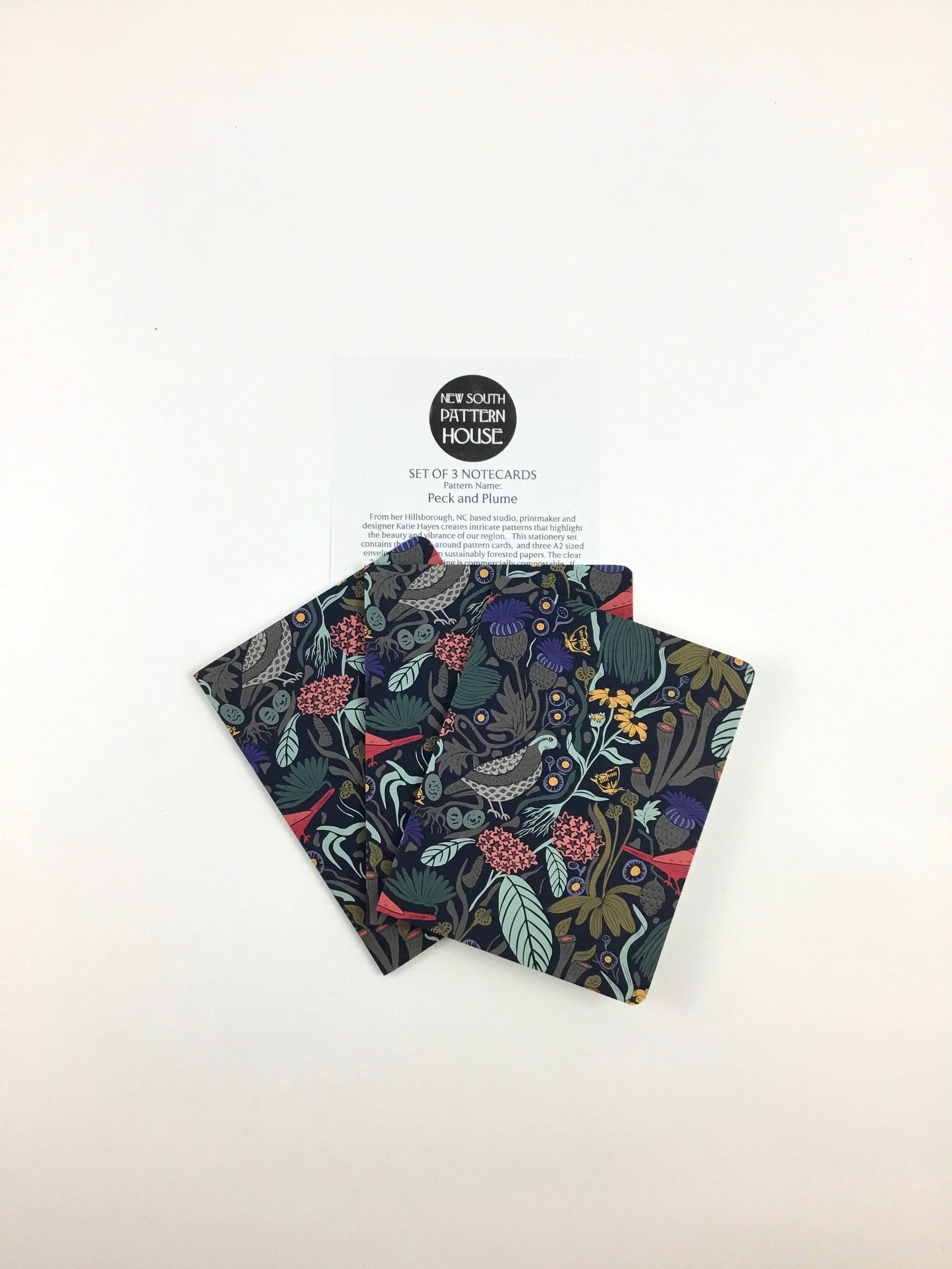 Peck and Plume, Dark- Notecard, Set of 3
