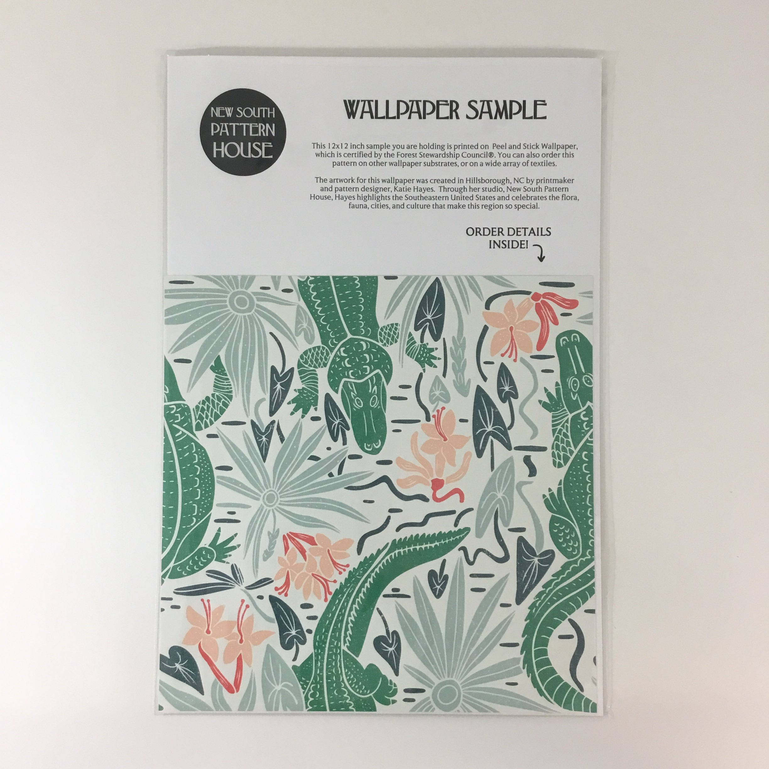 Wallpaper Sample- Alligator River, Medium, Full Color, Light