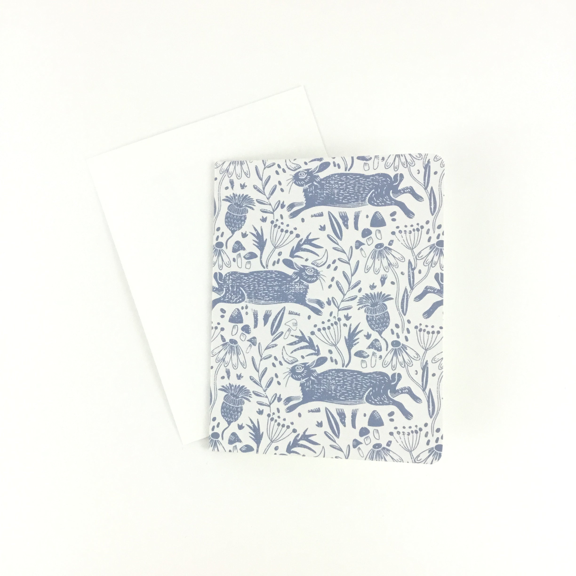 Linocut Cottontails, Mixed Colors- Notecard, Set of 3