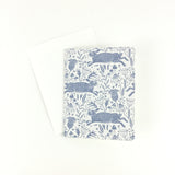 Linocut Cottontails, Mixed Colors- Notecard, Set of 3