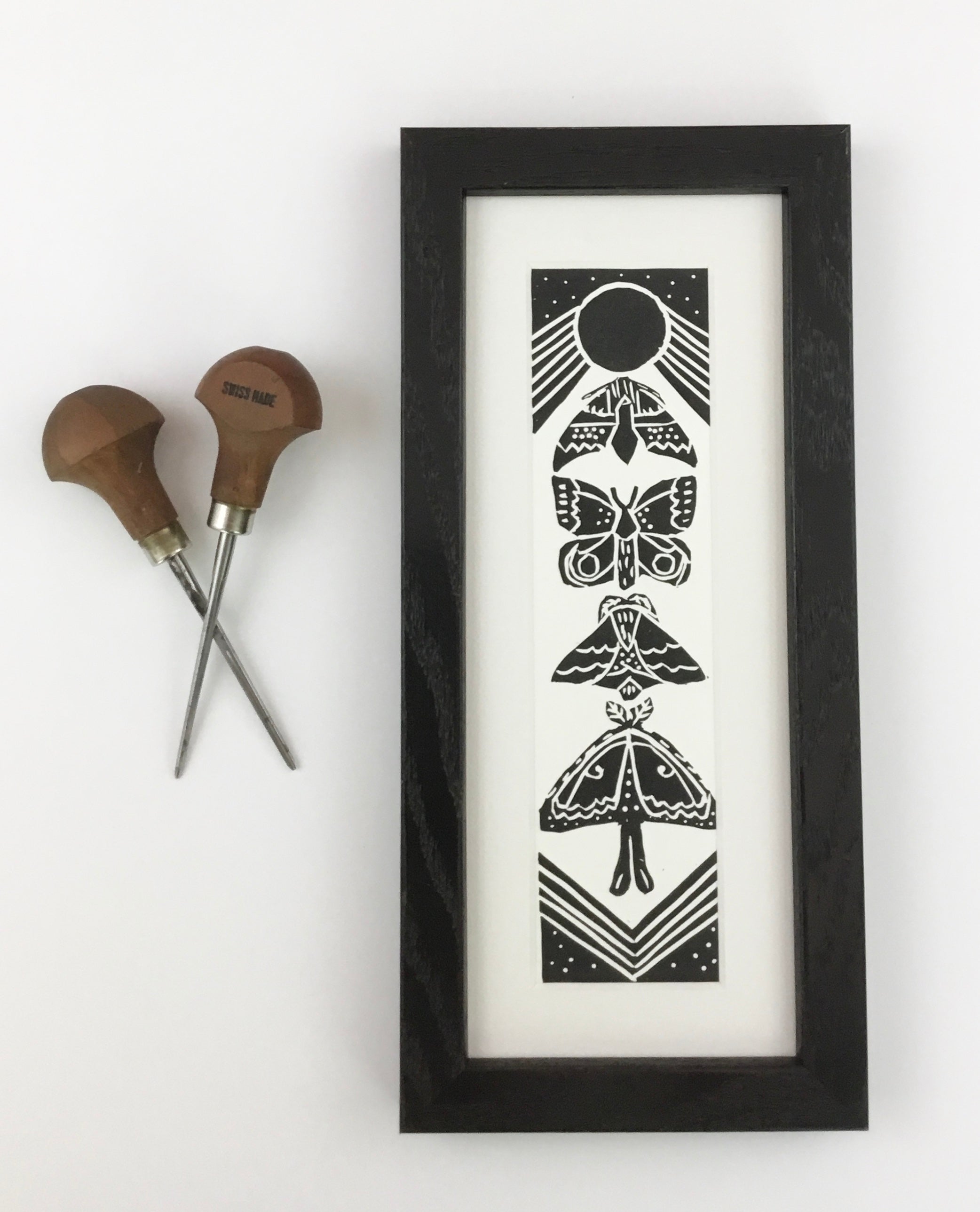 “Moths of the Carolinas” Framed Bookmark Print 2x8 inches