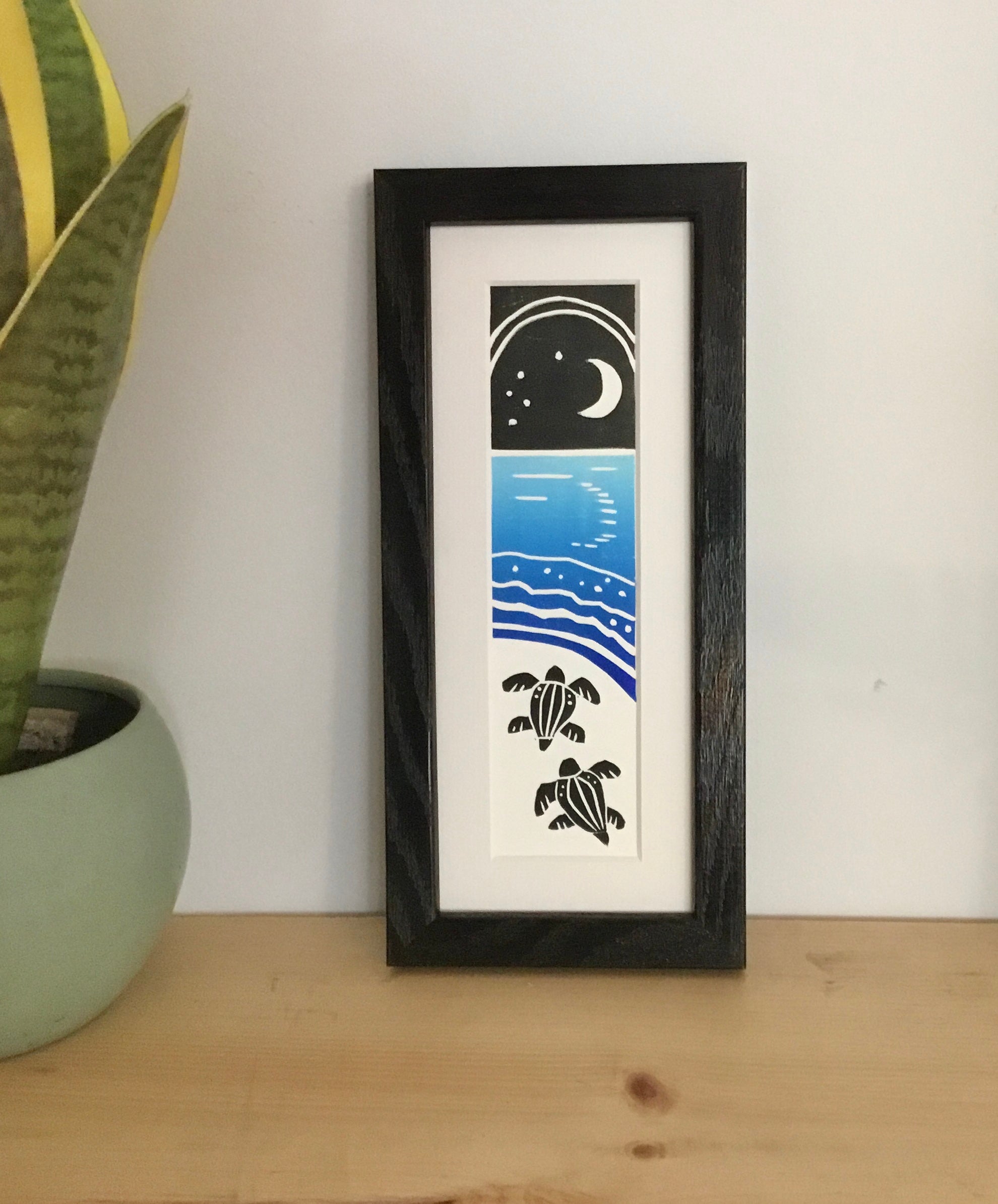 “Turtle Moon" Framed Bookmark Print 2x8 inches