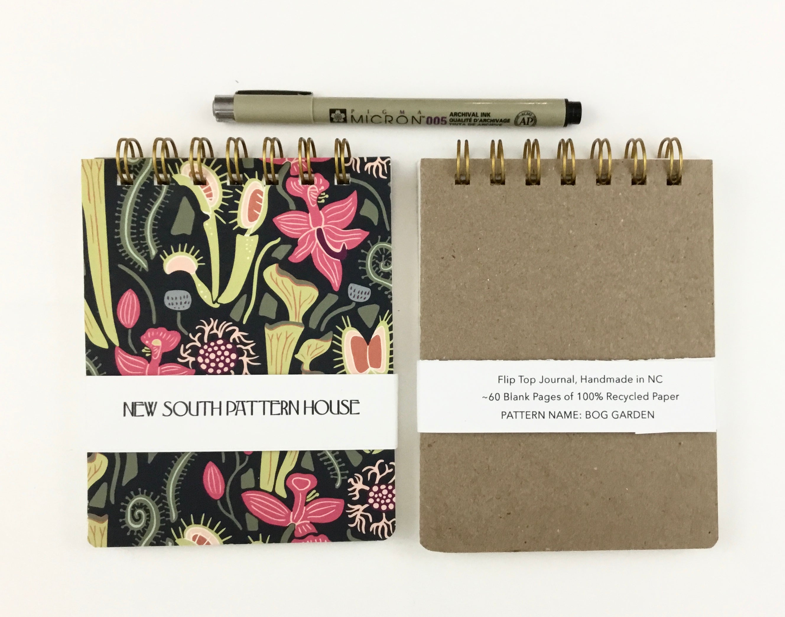 Handmade A2 sized mini journal- Bog Garden, Dark