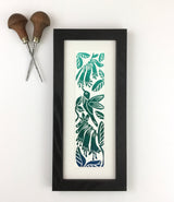 “Ruby Throated Hummingbird Framed Bookmark Print 2x8 inches