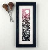 “Dairyland Meadow by Moonlight” Framed Bookmark Print 2x8 inches, Red Fox