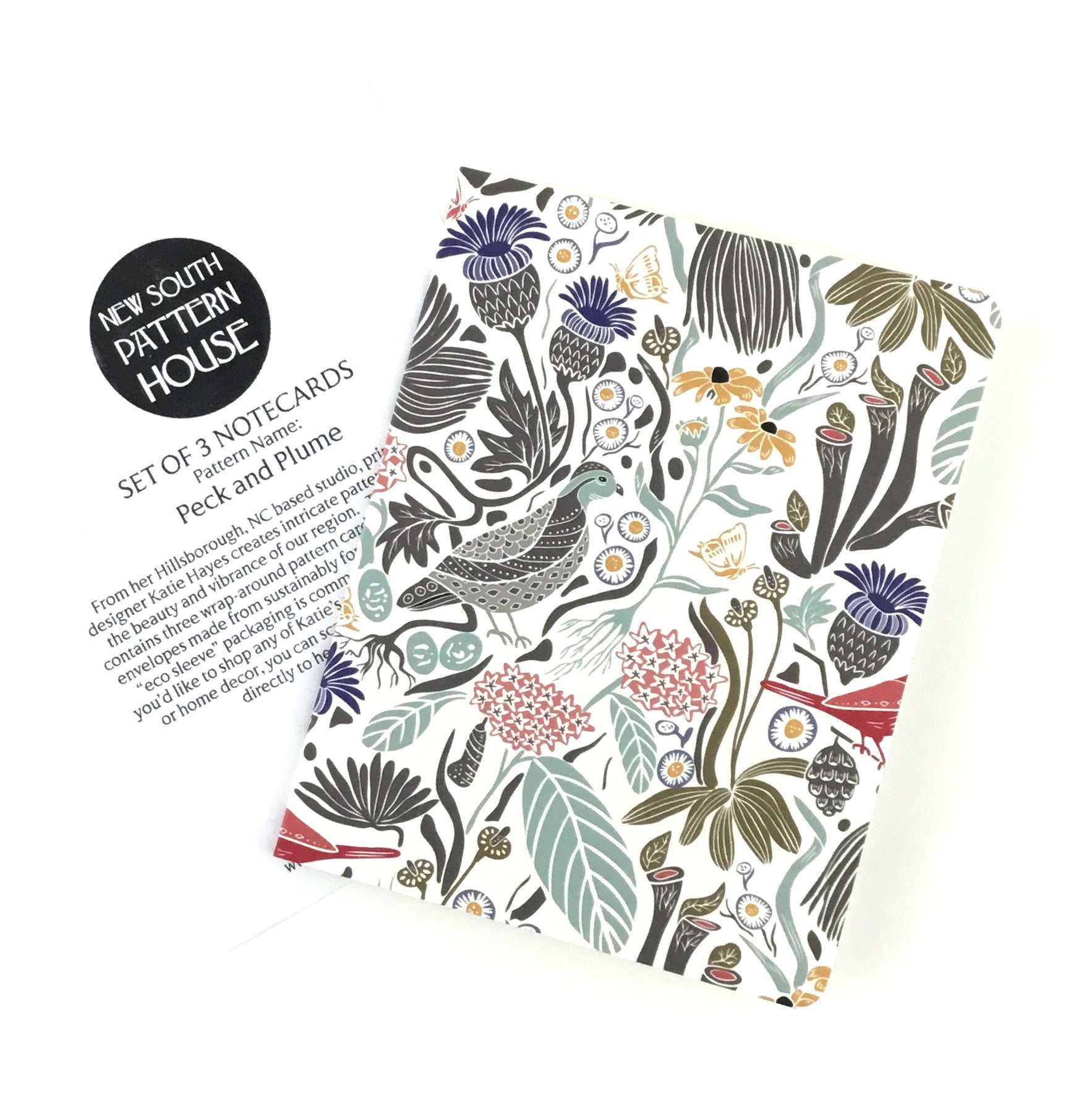 Peck and Plume, Light- Notecard, Set of 3