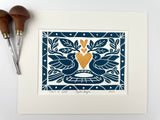Heart of Gold- Deepwater Blue and Gold- Open Edition Mini Print, 8x10