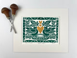 Heart of Gold- Pine Green and Gold- Open Edition Mini Print, 8x10