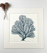 Wide Mesh Sea Fan- Navy- Limited Edition of 60 prints- Includes 12x12 inch matboard