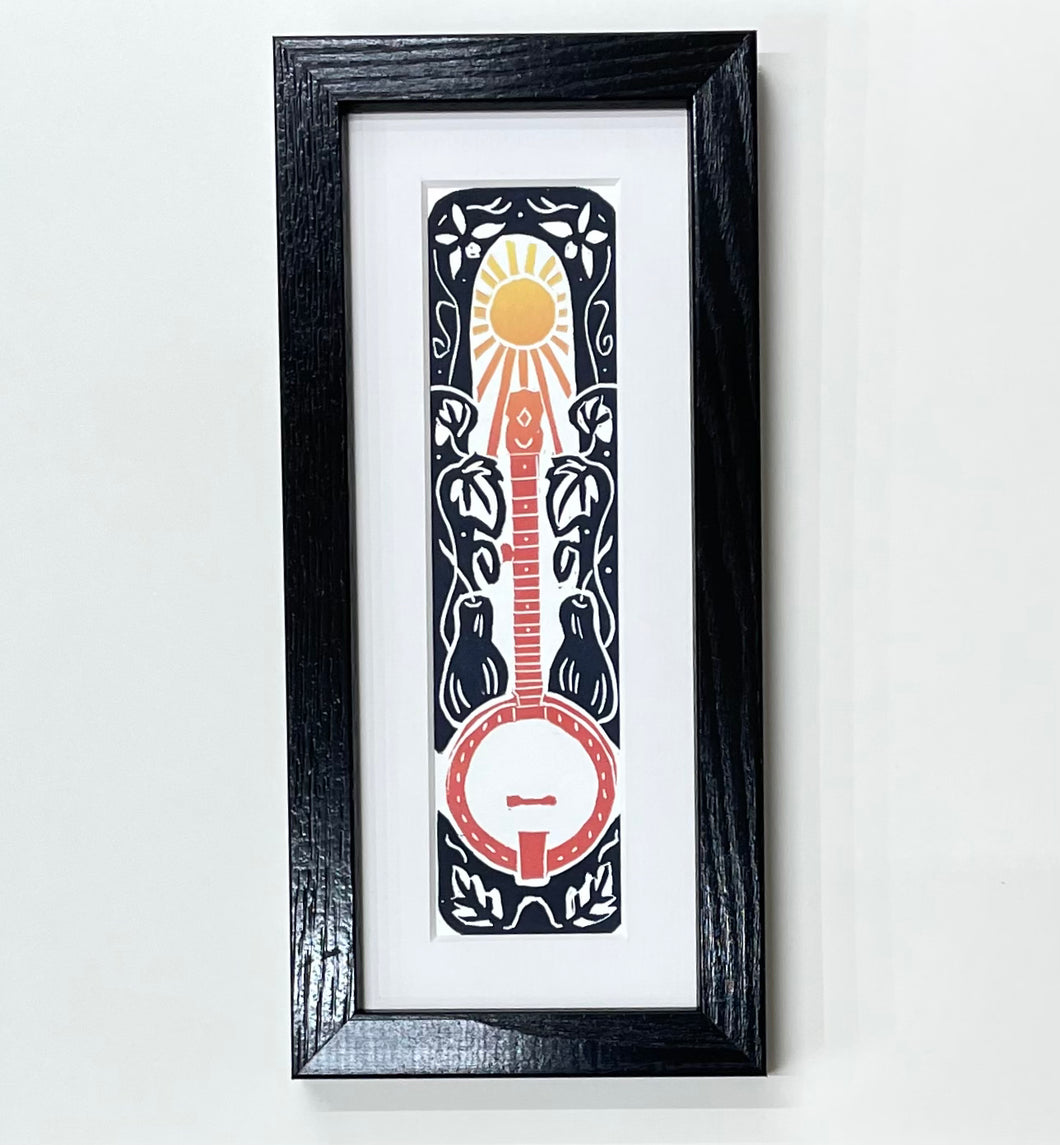 “Sunshine Banjo” Framed Bookmark Print 2x8 inches