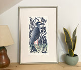 Yellow-Crowned Night Heron. Hand pulled with 13x19 mat